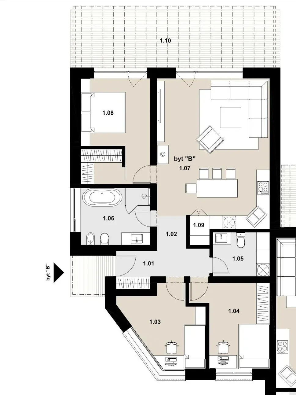 Pôdorys domu 2/B
